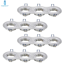 Aigostar - PORTALAMPADA TRIPLO SILVER PORTA FARETTO ORIENTABILE 3 POSTI PER GU10 MR16 4 PEZZI precio