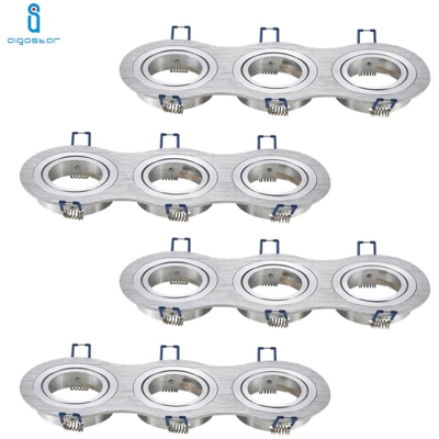 Aigostar - PORTALAMPADA TRIPLO SILVER PORTA FARETTO ORIENTABILE 3 POSTI PER GU10 MR16 4 PEZZI