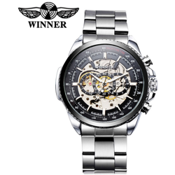 WINNER scavato-out semi meccanica automatica vigilanza di alta qualita di affari della vigilanza di stile di lusso di Mano-bobina Man Orologio da en oferta