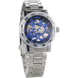 VINCITORE uomini Automatic Watch del diamante di modo display luminoso Mani ingranaggi Movimento Retro scheletro meccanico orologi di lusso casuale características