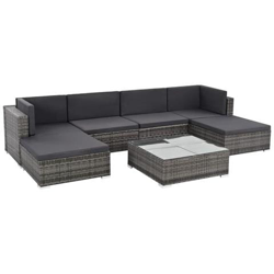 Set Divani Da Giardino 19 Pz In Polyrattan Grigio precio