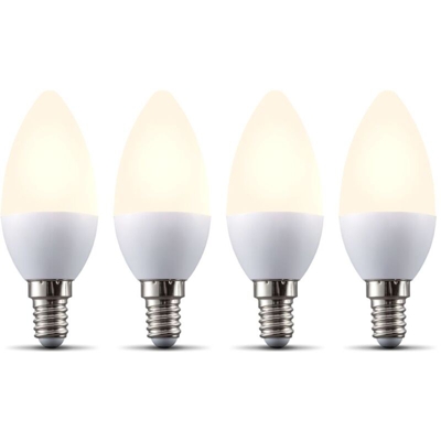 Lampadine LED smart E14, set di 4, dimmerabili con lo smartphone, luce calda 2700K, funzionano con App per iOS e Android, Amazon Alexa, Google Home,