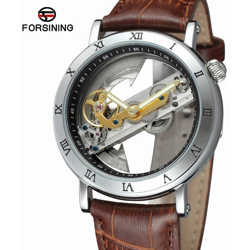 lusso di scheletro Uomo Automatico Meccanico Watch Auto-Vento in acciaio inox / Vera Pelle L'uomo d'affari l'orologio Masculino Relogio + Box precio