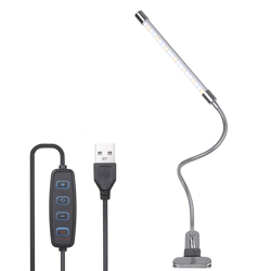 Clip / 3 Colore lima temperatura / 10 alleggerimento / ripiegabile girevole disegno collo d'oca funzione di memoria Tomshine DC5V 10W 20LEDs argento en oferta