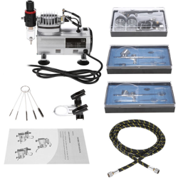 KKmoon Brand New Professional 3 Airbrush Kit Con compressore d'aria a doppia azione Hobby Spray Nail Art Tattoo set spazzola di aria della vernice di características