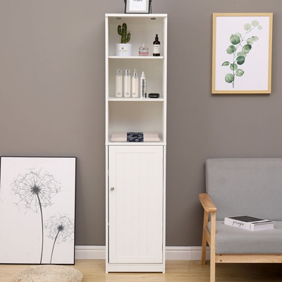 Pavimento del bagno gabinetto multifunzionale Bagno dell'organizzatore di immagazzinaggio con il portello 3 Tier mensola rack basamento di legno