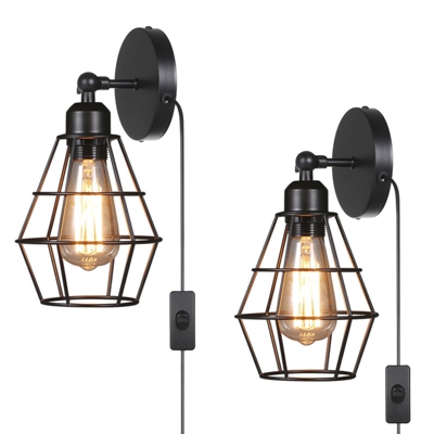 Ombra Tomshine AC luce della parete di 220-240V E27 Base con interruttore interno riparo della parete di stile dell'annata paralume in camera da