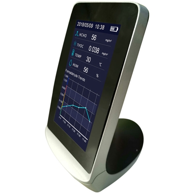 Rilevatore di qualita dell'aria Display LCD da 4,3 pollici PM2,5 PM1.0 PM10 HCHO Rilevatore TVOC AQI Misuratore di temperatura e umidita Batteria al