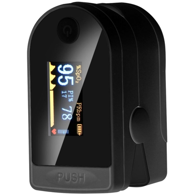 P-03 clip di dito pulsossimetro 10 secondi spegnimento automatico nero (fornito senza batterie) - ASUPERMALL