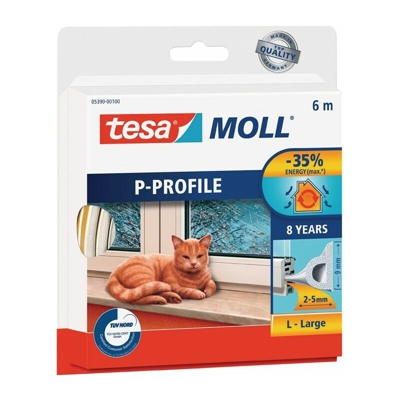 tesa Profilo P-Türmoll 5390 W9mmxH5,5mmxL6m bianco TESAMOLL6m TESAMOLL