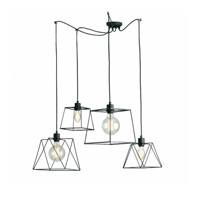 Sospensione Brooklyn Nero 4Xe27 250Cm - INTEC