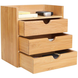 Organizer Portaoggetti Da Scrivania in Legno Bambu' Cassettiera 3 Cassetti - BAKAJI características