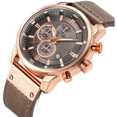 Guarda Curren alta qualita impermeabile da polso al quarzo analogico digitale di modo casuale del cuoio di affari degli uomini orologi sportivi