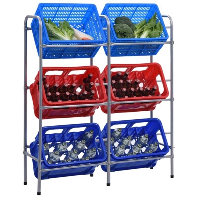 Supporto con Ripiani per 6 Casse Argento 96x33x116 cm Acciaio - VIDAXL