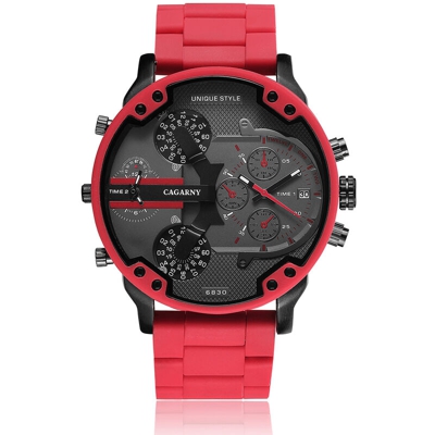 Cagarny 6830 casuale dell'uomo del quarzo orologio unico modo di sport di marca dell'orologio originale giapponese Movimento acciaio inox cinturino