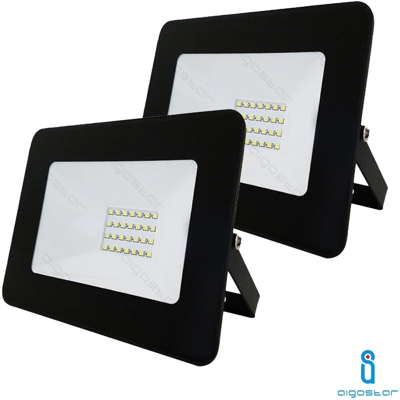 2x FARO LED SLIM PROIETTORE 20W SMD 6400K BIANCO FREDDO IP65 DA ESTERNO AIGOSTAR