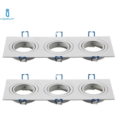 Aigostar - PORTALAMPADA TRIPLO BIANCO PORTA FARETTO ORIENTABILE 3 POSTI PER GU10 MR16 2 PEZZI