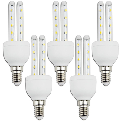 Lampadina Led Tubo T3 2U 4W Attacco E14 Luce Bianco Caldo 3000K No Fluorescente 5 Pezzi - AIGOSTAR