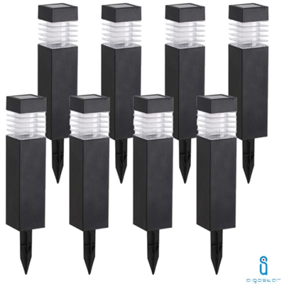 Luce Led Solare Da Giardino 6500K Lampioncino Picchetto Paletto 8 Pezzi - AIGOSTAR