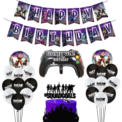decorativo bandiera festa di compleanno viola maniglione notte gioco fortezza bandiere palloncini in alluminio torta - ASUPERMALL