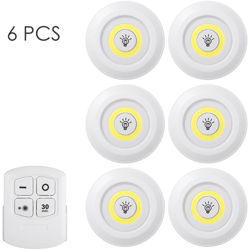 4.5V 1W COB LED Puck Luce 6 pacchetti con il regolatore della luminosita a distanza regolabile senza fili di riduzione luminosita Touch-Control notte características