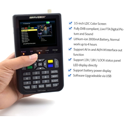 Finder Meter V9 cercatore satellite del cercatore digitale satellitare LCD Digital Satellite Finder Signal Meter Satellite Finder 3,5 pollici Display