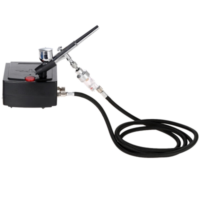 KKmoon 100-240V professionale a gravita a doppia azione Airbrush compressore d'aria Kit per la pittura di arte del manicure del mestiere torta Spray