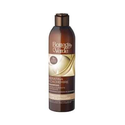 Keratina e Cachemire - Champú reestructurante y nutriente - con Keratina y proteínas de Cachemir (250 ml) - cabello frágil o quebradizo