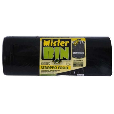 Mister Bin Sacco Immondizia Legacci Nero 70X110 Pezzi 10