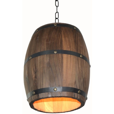 Lampadario vintage a secchiello in legno, 220V - ASUPERMALL