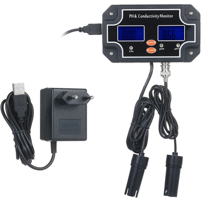 Tester della qualita dell'acqua Tester PH / EC Retroilluminazione impermeabile Nero EU PH / EC-2681 - ASUPERMALL