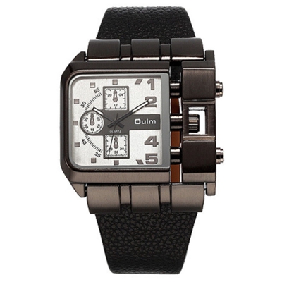 OULM lusso del quarzo Men Square Dial cinturino in pelle orologi da polso maschile Antique