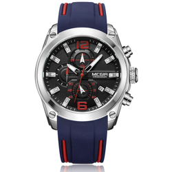 Vigilanza di sport degli uomini impermeabili 2063 multifunzionale luminoso cronografo 3ATM con cinturino in silicone calendario Day Date - Megir precio