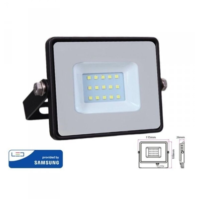 V-Tac Proiettore Led Slim Chip Samsung 10W Color Nero Luce Naturale Vt-10 425