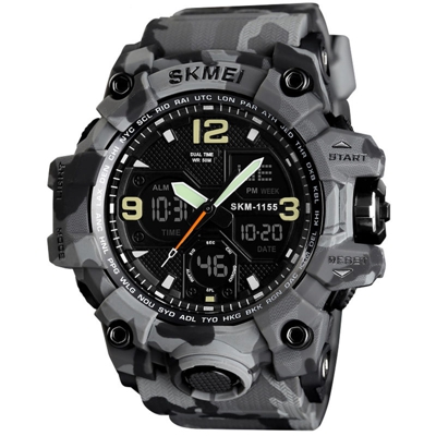 SKMEI 1155B quarzo elettronico digitale Men Watch Fashion Casual Outdoor Sports Maschile Orologio da polso Dual Time di settimana della data Chrono