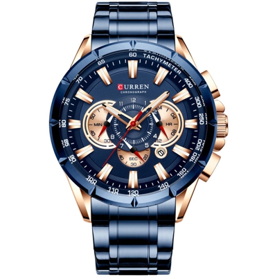 CURREN 8363 orologio per uomini uomo Orologio da polso orologi al quarzo con cinturino in acciaio della fascia tre sub-quadranti Seconda Minute