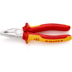 KNIPEX 03 06 180 Pinza universale cromata isolati con manici rivestiti in materiale bicomponente, collaudati VDE 180 mm características