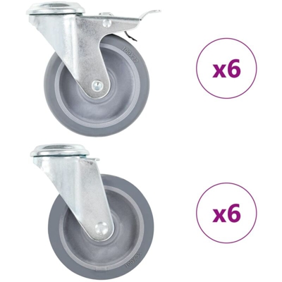 Ruote Girevoli con Foro per Bullone 12 pz 100 mm - VIDAXL