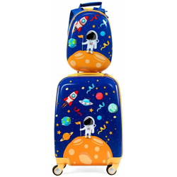 Set 2 Pezzi Bagagli per Bambini con Disegni di Serena, Valigia Trolley:50 x 33 x 23cm e Zaino: 32 x 24 x 13cm (Astronauta) - COSTWAY en oferta