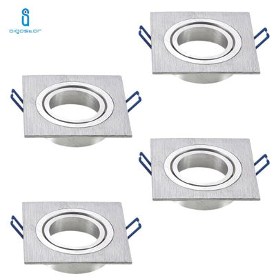 Portalampada Porta Faretto Orientabile Quadrato Gu10 Mr16 Argento 4 Pezzi - AIGOSTAR