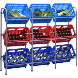 Supporto con Ripiani per 9 Casse Argento 145x33x116cm Acciaio - VIDAXL en oferta