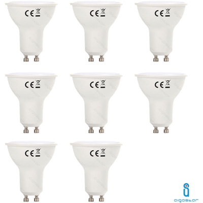 8x LAMPADINA LED GU10 4W 6400K BIANCO FREDDO A+ 260LM FASCIO 120° 160° AIGOSTAR A5