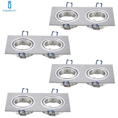 Portalampada Doppio Argento Porta Faretto Orientabile 2 Posti Per Gu10 Mr16 4 Pezzi - AIGOSTAR