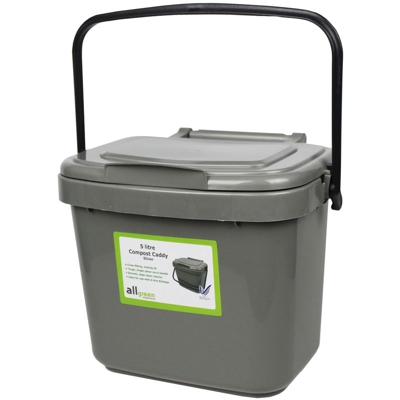 5L compostiera con Guida al compostaggio, grigio argento - All-green