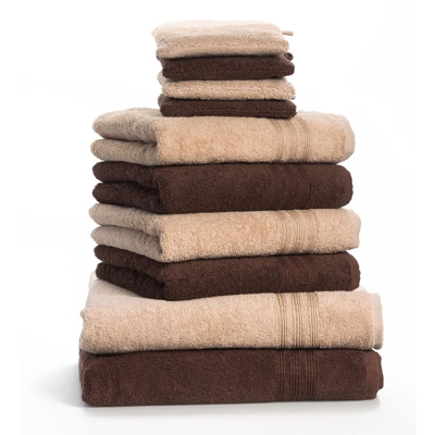 Dream Art - Tipo Dream Asciugamani in spugna 3487, beige/dunkelbraun, 10 Pezzi