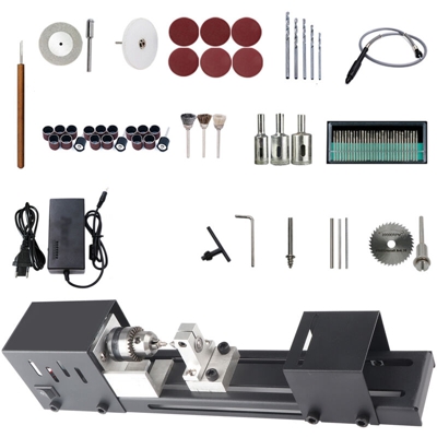 Tornio per rettifica, lucidatura e taglio in miniatura per la lavorazione del legno - ASUPERMALL