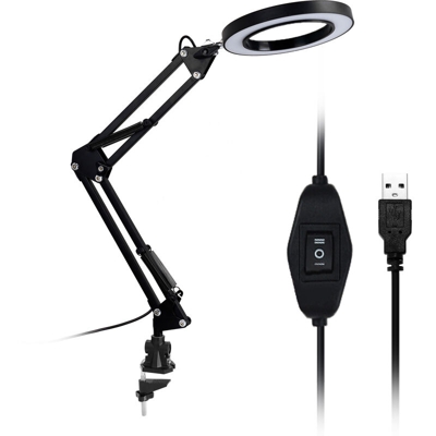 lampada a LED dedicato scrivania lampada pieghevole occhio usb lettura consegna luce senza spina senza batterie ottica sezione morsetto nero a due