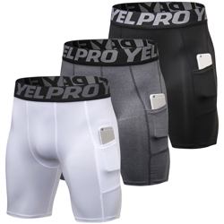 3 Pack Uomini Compression shorts Intimo allenamento attivo con Pocket - ASUPERMALL características