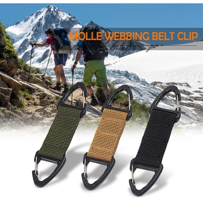 Multifunzionale Molle Cintura in tessuto Arrampicata moschettone fibbia nylon ad alta resistenza appeso a catena zaino chiave Hook - ASUPERMALL
