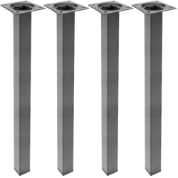 Gambe quadrato. Piedini da tavolo per mobili e scrivania in acciaio nero 75cm 4-pack - Primematik en oferta